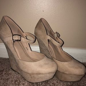 Nude Strappy Wedge